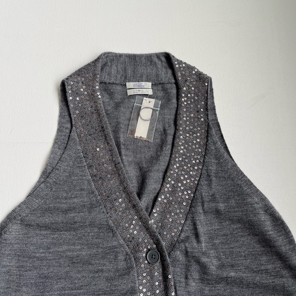 Madewell Wallace Sequin Trim Merino Wool Sweater Vest- NWT- Charcoal- MEDIUM - Picture 3 of 6